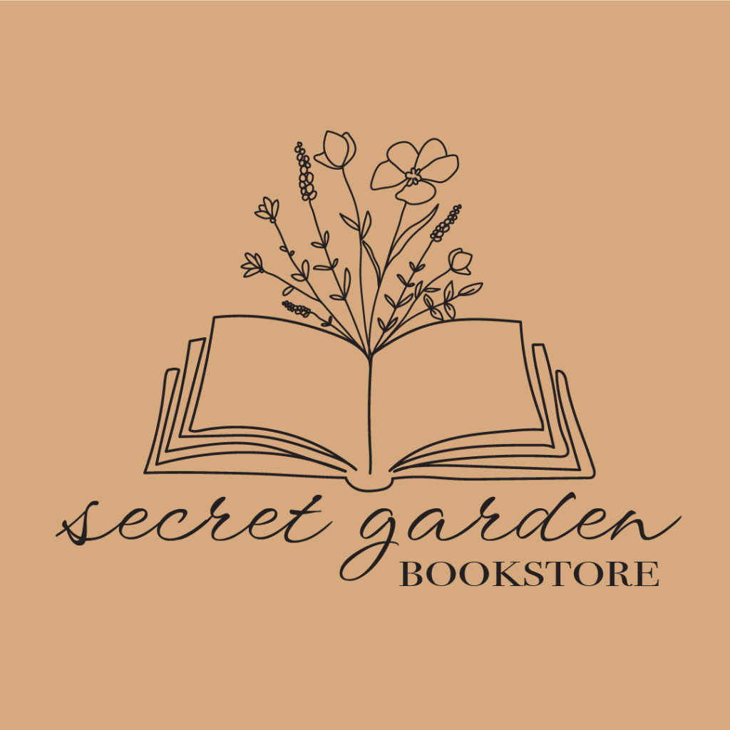 Logo design for a bookstore. Simple hand drawn flowers and book.